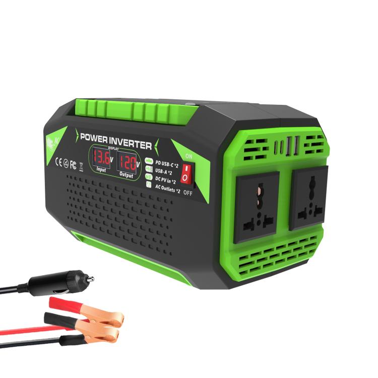 Gurxun Car Pure Sine Wave Inverter Dual AC Sockets + 2 USB + 2 Type-C Ports Outdoor Car Power Converter, Spec: 500W Universal Socket 12V To 110V - Pure Sine Wave by Gurxun | Online Shopping UK | buy2fix