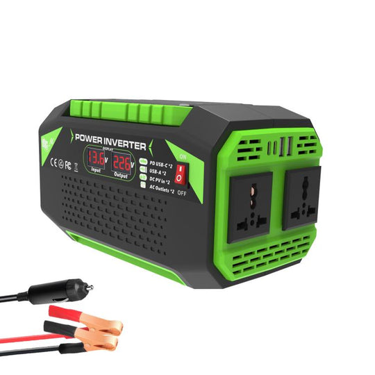 Gurxun Car Pure Sine Wave Inverter Dual AC Sockets + 2 USB + 2 Type-C Ports Outdoor Car Power Converter, Spec: 500W Universal Socket 12V To 220V