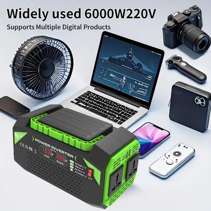 Gurxun Car Pure Sine Wave Inverter Dual AC Sockets + 2 USB + 2 Type-C Ports Outdoor Car Power Converter, Spec: 300W EU Plug - Pure Sine Wave by Gurxun | Online Shopping UK | buy2fix