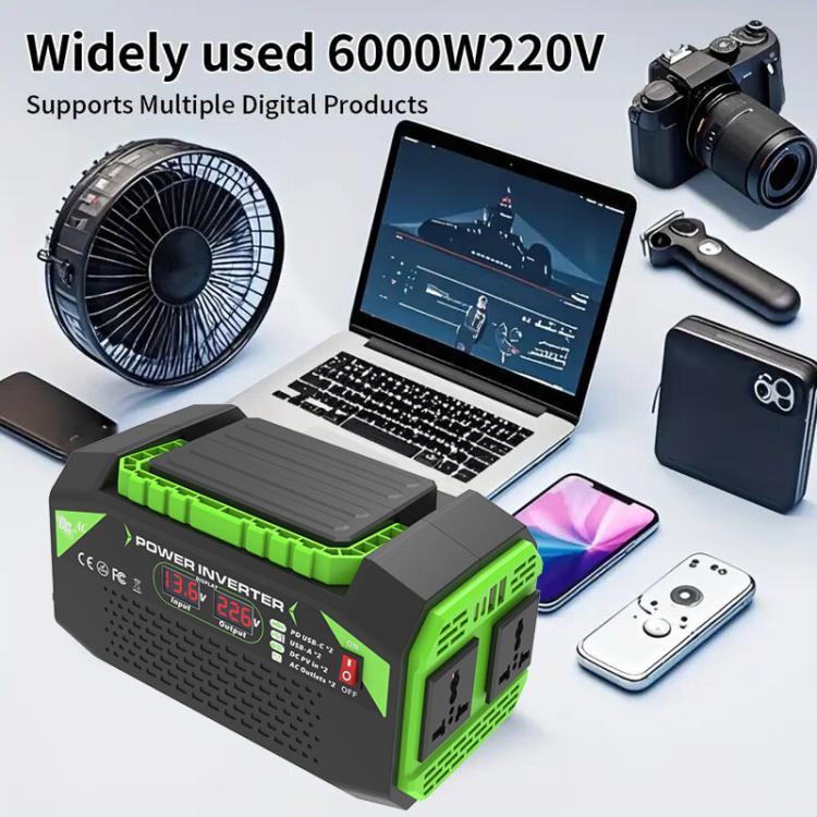 Gurxun Car Pure Sine Wave Inverter Dual AC Sockets + 2 USB + 2 Type-C Ports Outdoor Car Power Converter, Spec: 500W Brazil Plug 12V To 220V - Pure Sine Wave by Gurxun | Online Shopping UK | buy2fix
