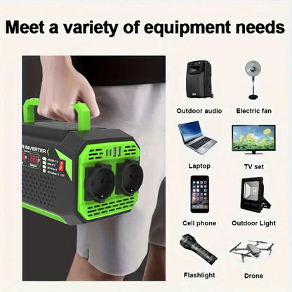 Gurxun Car Pure Sine Wave Inverter Dual AC Sockets + 2 USB + 2 Type-C Ports Outdoor Car Power Converter, Spec: 300W EU Plug - Pure Sine Wave by Gurxun | Online Shopping UK | buy2fix
