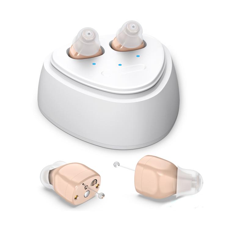 Ultra-Compact In-Ear Invisible Hearing Amplifier With Charging Case For Elderly(Skin Color +White Case) - Hearing Aids by buy2fix | Online Shopping UK | buy2fix