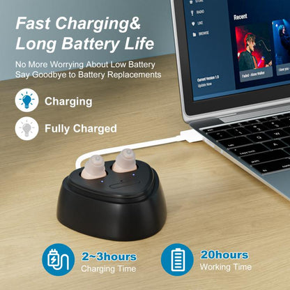 Ultra-Compact In-Ear Invisible Hearing Amplifier With Charging Case For Elderly(Skin Color+Black Case) - Hearing Aids by buy2fix | Online Shopping UK | buy2fix
