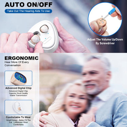 Ultra-Compact In-Ear Invisible Hearing Amplifier With Charging Case For Elderly(Skin Color+Black Case) - Hearing Aids by buy2fix | Online Shopping UK | buy2fix
