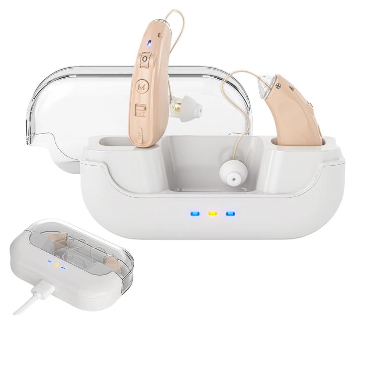 Behind-The-Ear Hearing Aids With Charging Case Smart Noise Cancelling & No Feedback Whistling(Skin Color) - Hearing Aids by buy2fix | Online Shopping UK | buy2fix