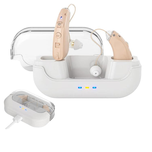 Behind-The-Ear Hearing Aids With Charging Case Smart Noise Cancelling & No Feedback Whistling(Skin Color) - Hearing Aids by buy2fix | Online Shopping UK | buy2fix