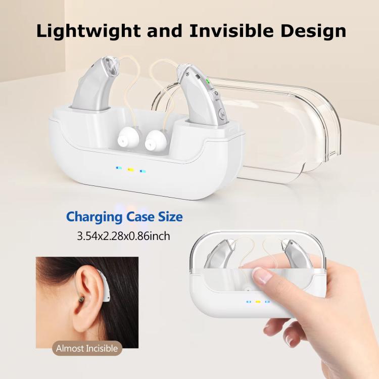 Behind-The-Ear Hearing Aids With Charging Case Smart Noise Cancelling & No Feedback Whistling(Skin Color) - Hearing Aids by buy2fix | Online Shopping UK | buy2fix