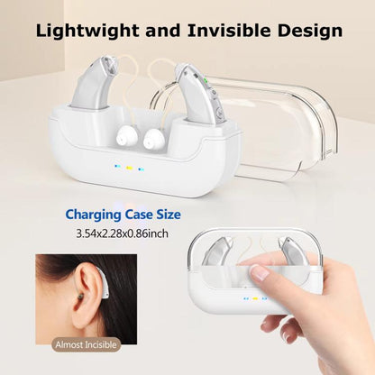 Behind-The-Ear Hearing Aids With Charging Case Smart Noise Cancelling & No Feedback Whistling(Skin Color) - Hearing Aids by buy2fix | Online Shopping UK | buy2fix