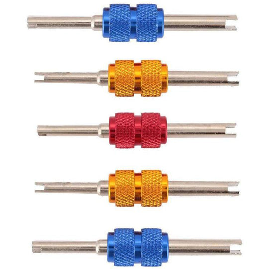 5pcs Aluminum Alloy Car Air Conditioner Valve Core Installation Removal Double-Head Wrench(Random Color Delivery)