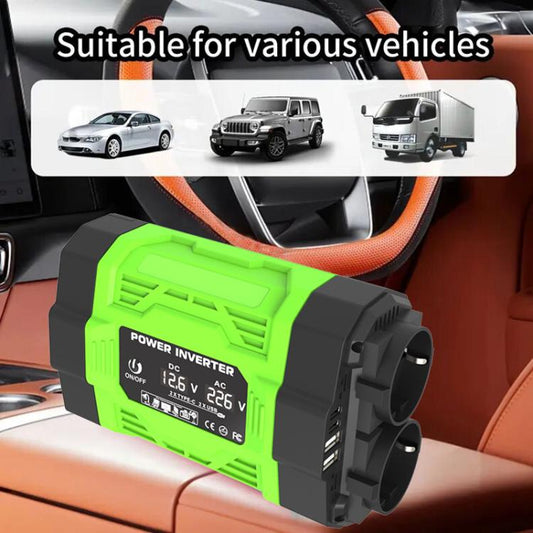 Gurxun Modified Wave Inverter With 18W Solar Panel + 30A Controller Dual Socket + 2 USB + 2 Type-C Ports, Spec: 300W US Plug 12V To 110V - Modified Square Wave by Gurxun | Online Shopping UK | buy2fix