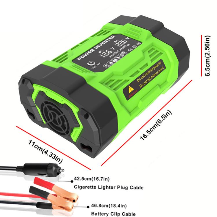 Gurxun Modified Wave Inverter With 18W Solar Panel + 30A Controller Dual Socket + 2 USB + 2 Type-C Ports, Spec: 300W Brazil Plug 12V To 220V - Modified Square Wave by Gurxun | Online Shopping UK | buy2fix