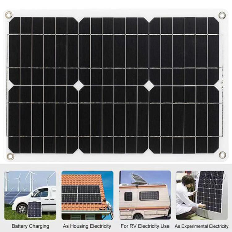Gurxun Modified Wave Inverter With 18W Solar Panel + 30A Controller Dual Socket + 2 USB + 2 Type-C Ports, Spec: 300W Brazil Plug 12V To 220V - Modified Square Wave by Gurxun | Online Shopping UK | buy2fix