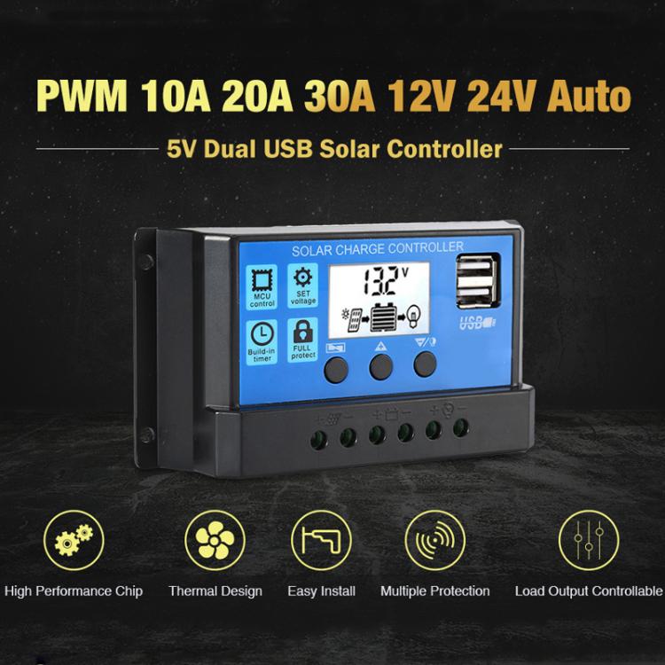 Gurxun Modified Wave Inverter With 18W Solar Panel + 30A Controller Dual Socket + 2 USB + 2 Type-C Ports, Spec: 300W Universal Socket 12V To 110V - Modified Square Wave by Gurxun | Online Shopping UK | buy2fix