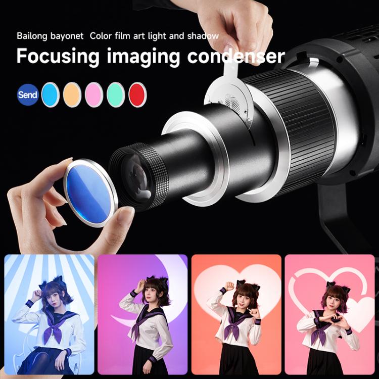 Adjustable Focus DIY Optical Snoot for Bowens Mount Flash Conical Lens Photography Light Modifier 25 Templates Kit - Stand Bracket by buy2fix | Online Shopping UK | buy2fix