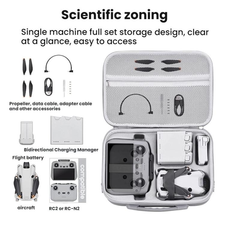 For DJI MINI 4 PRO BRDRC Remote Control Accessories Storage Handbag(Gray) - Carry Cases & Bags by BRDRC | Online Shopping UK | buy2fix