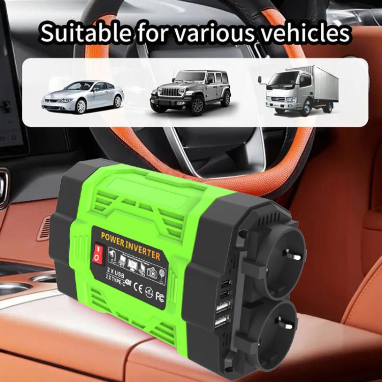 Gurxun 200W Modified Wave Inverter With 18W Solar Panel + 30A Controller Dual Socket + 2 USB + 2 Type-C Ports, Spec: Brazil Plug 12V To 110V - Modified Square Wave by Gurxun | Online Shopping UK | buy2fix