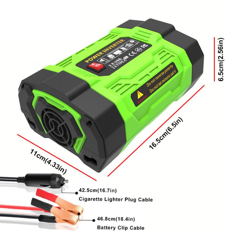 Gurxun 200W Modified Wave Inverter With 18W Solar Panel + 30A Controller Dual Socket + 2 USB + 2 Type-C Ports, Spec: US Plug 12V To 110V - Modified Square Wave by Gurxun | Online Shopping UK | buy2fix