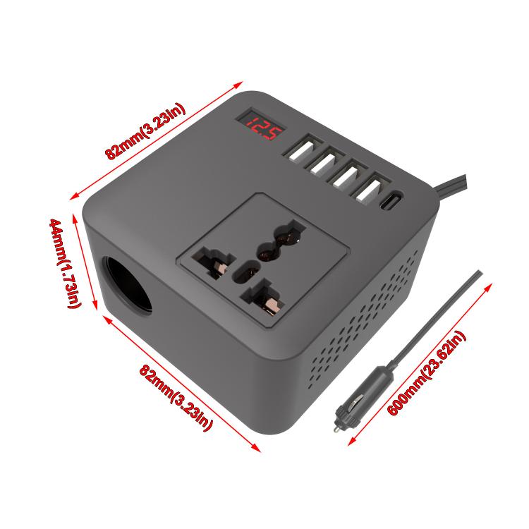 Gurxun 12/24V To 110/220V Multi-Function Car Fast Charger With 4 USB+Type-C+Universal Socket(Magic Square) - DIY Modified Charger by Gurxun | Online Shopping UK | buy2fix