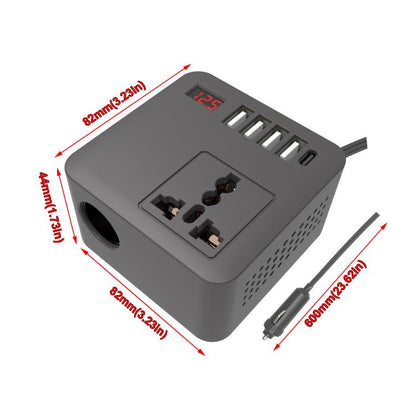 Gurxun 12/24V To 110/220V Multi-Function Car Fast Charger With 4 USB+Type-C+Universal Socket(Magic Square) - DIY Modified Charger by Gurxun | Online Shopping UK | buy2fix