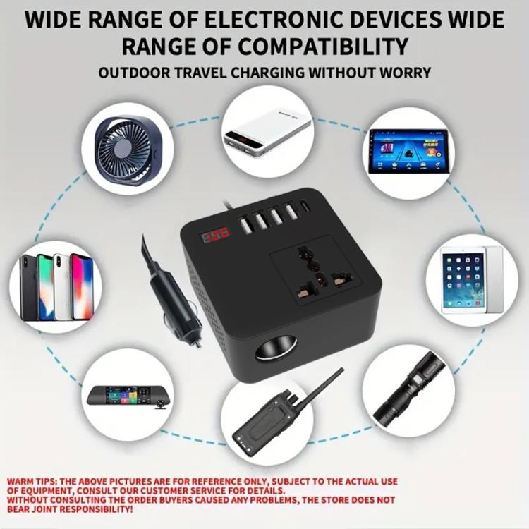 Gurxun 12/24V To 110/220V Multi-Function Car Fast Charger With 4 USB+Type-C+Universal Socket(Magic Square) - DIY Modified Charger by Gurxun | Online Shopping UK | buy2fix