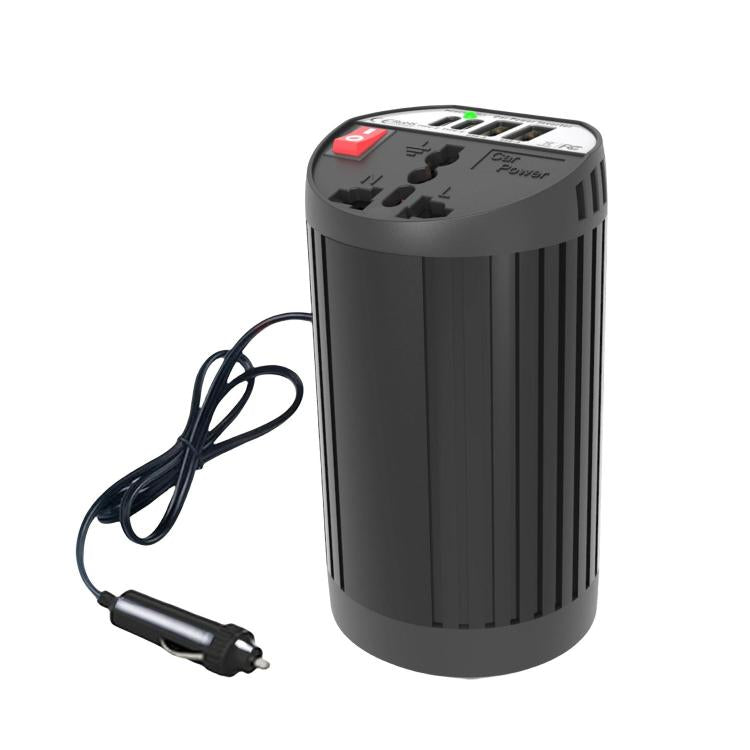 Gurxun 200W Modified Wave Intelligent Car Inverter Dual USB + Dual Type-C Port Car Power Converter, Spec: Universal Socket 12V To 220V - Modified Square Wave by Gurxun | Online Shopping UK | buy2fix