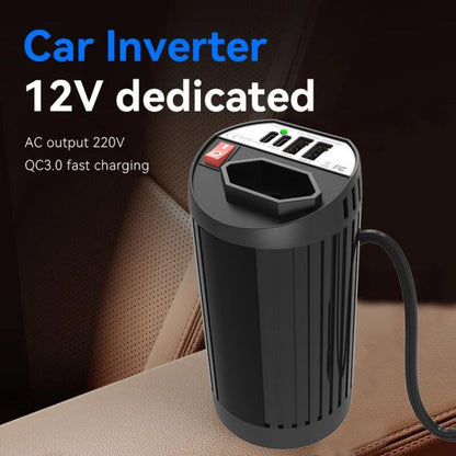 Gurxun 200W Modified Wave Intelligent Car Inverter Dual USB + Dual Type-C Port Car Power Converter, Spec: Brazil Plug 12V To 110V - Modified Square Wave by Gurxun | Online Shopping UK | buy2fix
