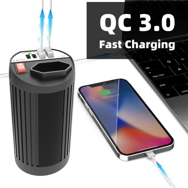 Gurxun 200W Modified Wave Intelligent Car Inverter Dual USB + Dual Type-C Port Car Power Converter, Spec: Brazil Plug 12V To 110V - Modified Square Wave by Gurxun | Online Shopping UK | buy2fix