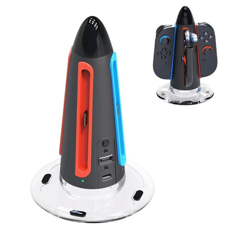 For Nintendo Switch 2 Joy-Con Controllers 4 In 1 Round Charging Stand With RGB Light - Charger & Power by buy2fix | Online Shopping UK | buy2fix