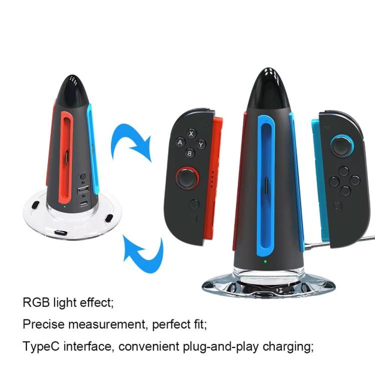 For Nintendo Switch 2 Joy-Con Controllers 4 In 1 Round Charging Stand With RGB Light - Charger & Power by buy2fix | Online Shopping UK | buy2fix
