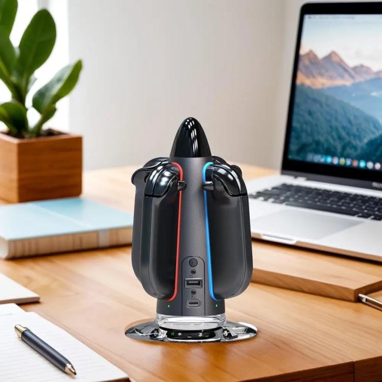 For Nintendo Switch 2 Joy-Con Controllers 4 In 1 Round Charging Stand With RGB Light - Charger & Power by buy2fix | Online Shopping UK | buy2fix