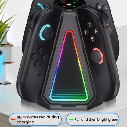 For Nintendo Switch 2 Joy-Con Controllers 4 In 1 Triangular Charging Base With RGB Light(Black) - Charger & Power by buy2fix | Online Shopping UK | buy2fix