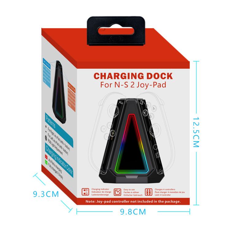 For Nintendo Switch 2 Joy-Con Controllers 4 In 1 Triangular Charging Base With RGB Light(White) - Charger & Power by buy2fix | Online Shopping UK | buy2fix