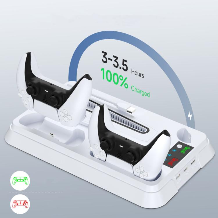 For PS5 Pro / PS5 Slim / PS5 Multifunctional Cooling Base With Dual Handle Charging Dock, Style: YH66 White - Charger & Power by buy2fix | Online Shopping UK | buy2fix