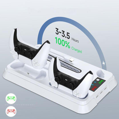 For PS5 Pro / PS5 Slim / PS5 Multifunctional Cooling Base With Dual Handle Charging Dock, Style: YH66 White - Charger & Power by buy2fix | Online Shopping UK | buy2fix