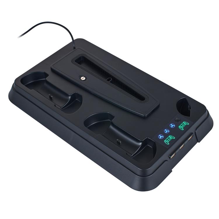 For PS5 Pro / PS5 Slim / PS5 Multifunctional Cooling Base With Dual Handle Charging Dock, Style: YH66 Black - Charger & Power by buy2fix | Online Shopping UK | buy2fix
