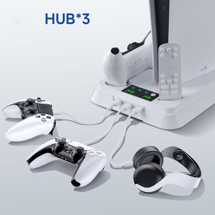 For PS5 Pro / PS5 Slim / PS5 Multifunctional Cooling Base With Dual Handle Charging Dock, Style: YH66 Black - Charger & Power by buy2fix | Online Shopping UK | buy2fix