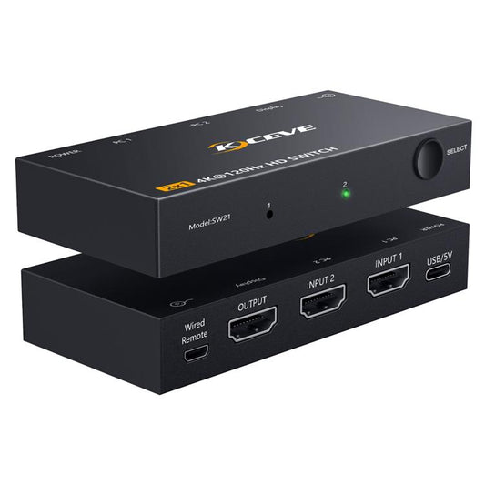 KCEVE SW21 2 In 1 Out HDMI Two-Way Switch 8K 60Hz HD Computer TV Video Splitter - Switch by KCEVE | Online Shopping UK | buy2fix