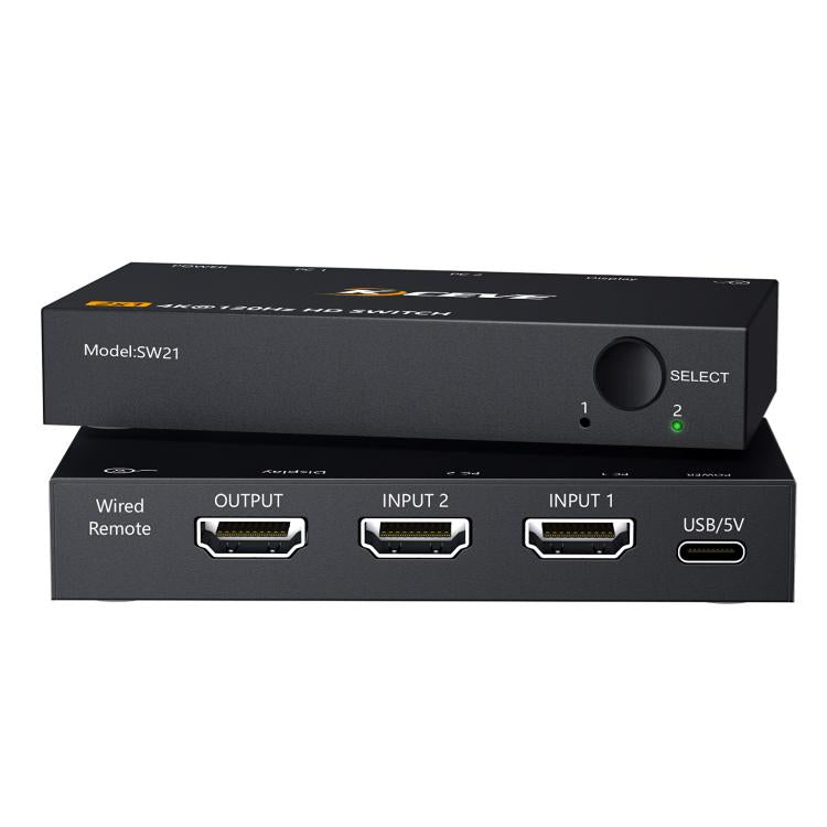 KCEVE SW21 2 In 1 Out HDMI Two-Way Switch 8K 60Hz HD Computer TV Video Splitter - Switch by KCEVE | Online Shopping UK | buy2fix