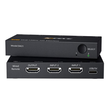 KCEVE SW21 2 In 1 Out HDMI Two-Way Switch 8K 60Hz HD Computer TV Video Splitter - Switch by KCEVE | Online Shopping UK | buy2fix