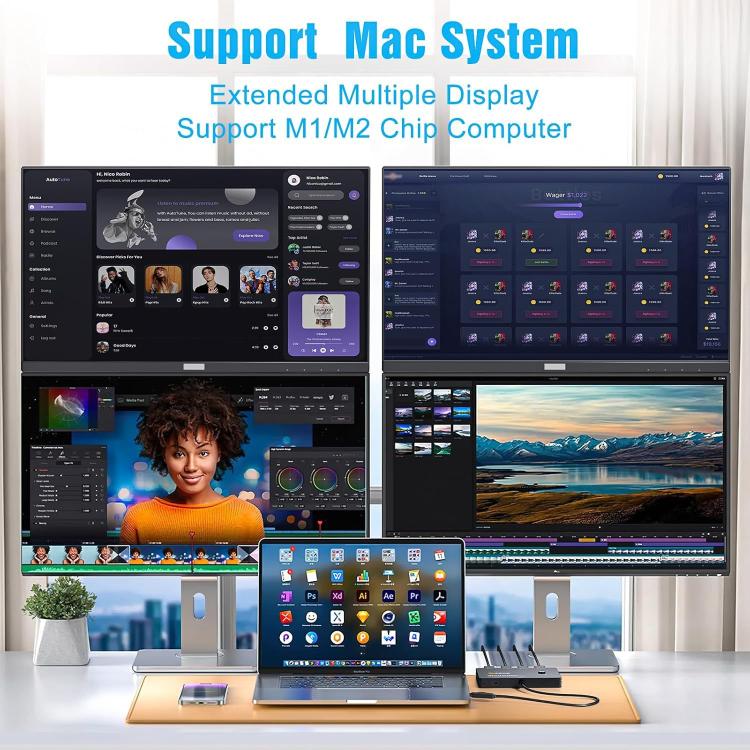 KCEVE MSTH14 USB / Type-C To 4 HDMI Port Adapter KVM Switch - Switch by KCEVE | Online Shopping UK | buy2fix