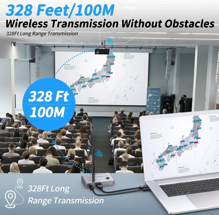 2 In 1 4K 30Hz Wireless HDMI Extender 100m Point To Point HD Video Transmitter, Transmitter+Receiver - Amplifier by buy2fix | Online Shopping UK | buy2fix