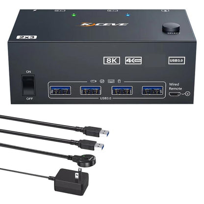 KCEVE KC-KVM204DH 2 In 4 Out 8K 60Hz KVM Switch For 2 Computer 4 Monitors US Plug - Switch by KCEVE | Online Shopping UK | buy2fix