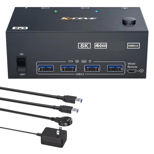 KCEVE KC-KVM204DH 2 In 4 Out 8K 60Hz KVM Switch For 2 Computer 4 Monitors US Plug - Switch by KCEVE | Online Shopping UK | buy2fix