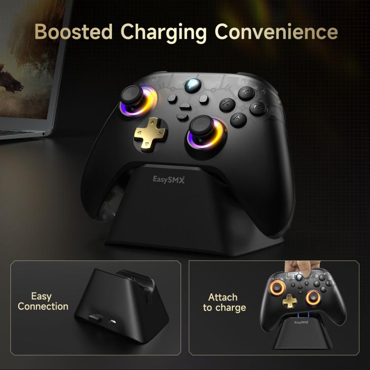 EasySMX D05 Tri-mode Wireless Gaming Controller for PC/Switch/Steam Deck/TV/Phone with Charging Dock(Black) - Gamepads by EasySMX | Online Shopping UK | buy2fix