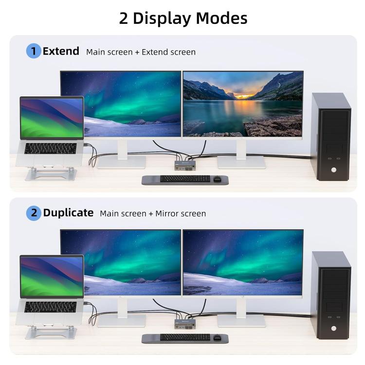 KVEVE KC-KVM202CH USB 3.0 Dual Monitor 4K 60Hz KVM Switch UK Plug - Switch by KVEVE | Online Shopping UK | buy2fix