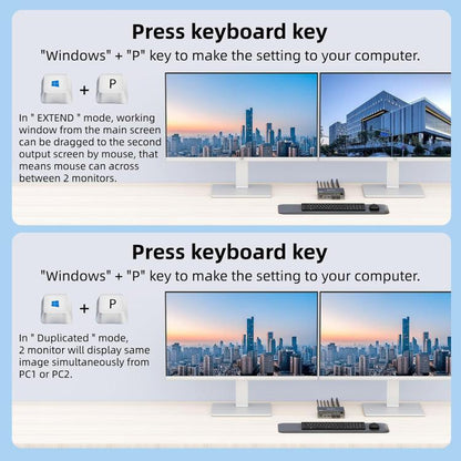 KVEVE KC-KVM202CH USB 3.0 Dual Monitor 4K 60Hz KVM Switch US Plug - Switch by KVEVE | Online Shopping UK | buy2fix