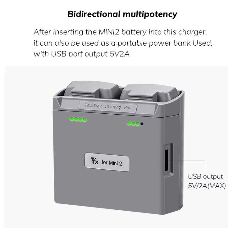 For DJI Mini 2 SE/Mini 2/Mini 4K YX Charger 2-way Battery Charging Hub(Gray) - Other by YX | Online Shopping UK | buy2fix