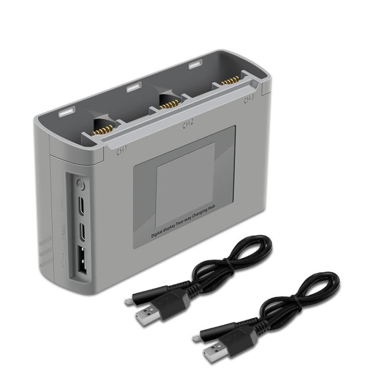 For DJI Mini 2 SE/Mini 2/Mini 4K YX 3-way Battery Charging Hub With Color Screen(Gray) - Other by YX | Online Shopping UK | buy2fix