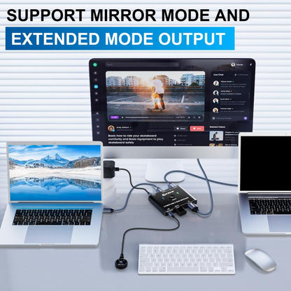 KCEVE KC-C201H 2 Type-C Input 1 Output KVM Switch Support 4K 60Hz - Switch by KCEVE | Online Shopping UK | buy2fix