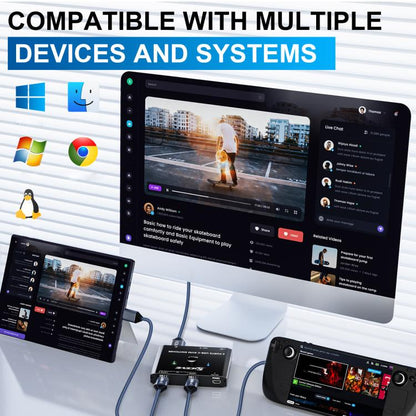 KCEVE KC-C201H 2 Type-C Input 1 Output KVM Switch Support 4K 60Hz - Switch by KCEVE | Online Shopping UK | buy2fix